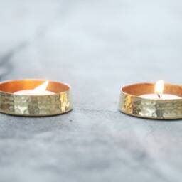 Handmade Brass Tea Light Candle Holder Set Of 2 Wedding Decor Votive - thumbnail 2