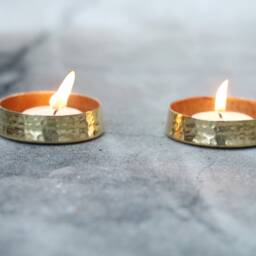 Handmade Brass Tea Light Candle Holder Set Of 2 Wedding Decor Votive - thumbnail 3