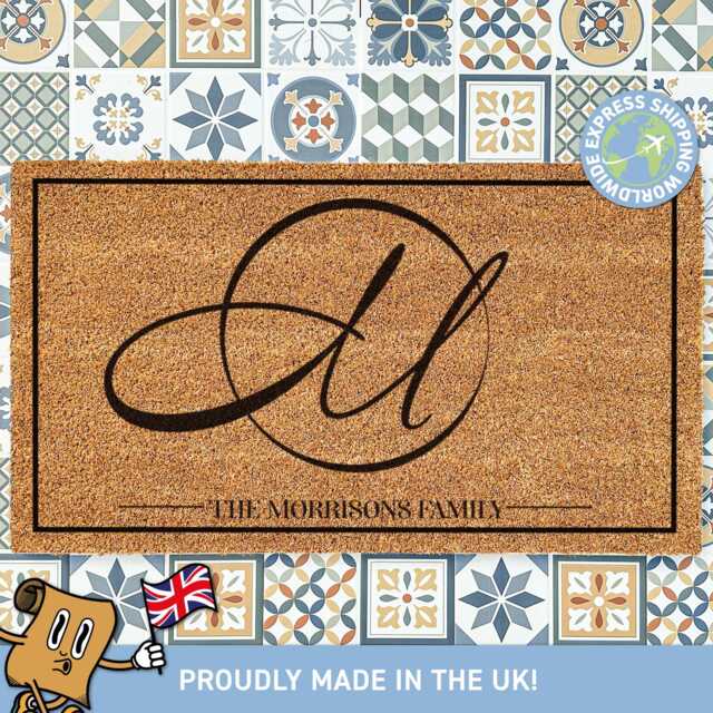 Monogram Family Christmas Doormat, Personalized Door Mat, Gift For Family, Last Name Custom Rug - image 1