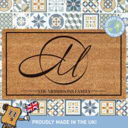 Monogram Family Christmas Doormat, Personalized Door Mat, Gift For Family, Last Name Custom Rug - thumbnail 1