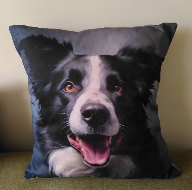 Collie Dog Print Cushion - 17x17 Cotton Pillow - image 1