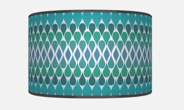 Teal Blue Geometric Lampshade Handmade Modern Drum Pendant Light - image 1
