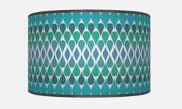 Teal Blue Geometric Lampshade Handmade Modern Drum Pendant Light - thumbnail 1