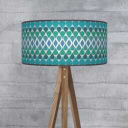 Teal Blue Geometric Lampshade Handmade Modern Drum Pendant Light - thumbnail 3