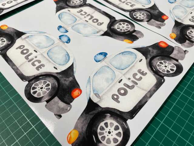 Watercolor Police Car Wall Stickers, Kids Room Decor, Set Of 12 - image 1