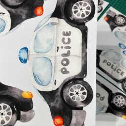 Watercolor Police Car Wall Stickers, Kids Room Decor, Set Of 12 - thumbnail 3