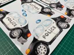 Watercolor Police Car Wall Stickers, Kids Room Decor, Set Of 12 - thumbnail 1