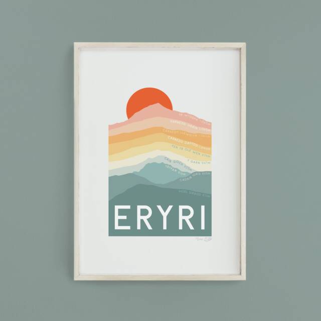 Print Eryri, Yr Wyddfa Print, Cymraeg, Welsh Mountains, Snowdonia, Snowdon, Cymru, Wales