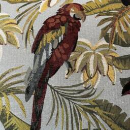 Handmade Toucan & Parrot Cushion Tropical Green Velvet Pillow - thumbnail 2