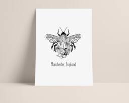 Manchester Bee Print, Mancunian Wall Art, Sketch Print - thumbnail 1
