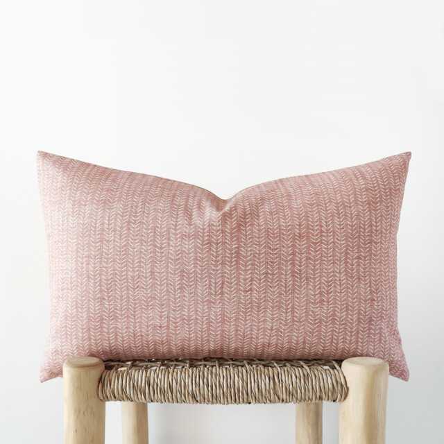 Pink Printed Lumbar Pillow Cover - Organic Cotton Cushion in Rose - image 1