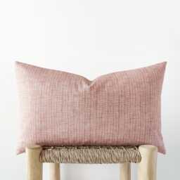 Pink Printed Lumbar Pillow Cover - Organic Cotton Cushion in Rose