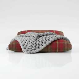 Tartan Faux Wool Floor Cushion Brushed Check Pillow, Polyester Filled - thumbnail 2