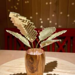 Disco Plant, Olive Wood Pot, Mirror Mosaic, Unique, Disco Ball, Light Reflection, Elegant Decoration, Gold, Silver, Environmentally Friendly - thumbnail 3