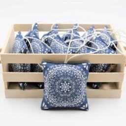 Blue Lavender Sachets, 4 Pieces, 8 X cm, White Ornaments, Mandala Design, Easter Gift, Valentine's Day Gift - thumbnail 3