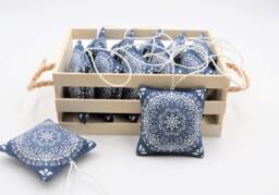 Blue Lavender Sachets, 4 Pieces, 8 X cm, White Ornaments, Mandala Design, Easter Gift, Valentine's Day Gift - thumbnail 1