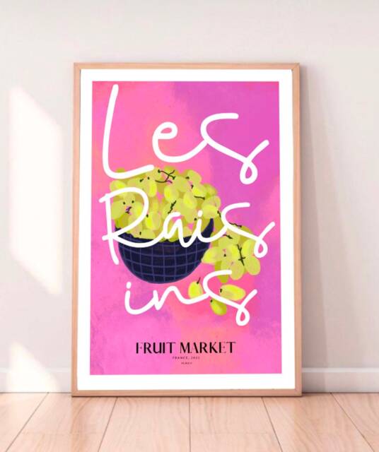 Les Raisins Print - A4 Prints - A3 A2 Art Illustrated By Weezy Fruit Market Print, Abstract Wall Design - image 1