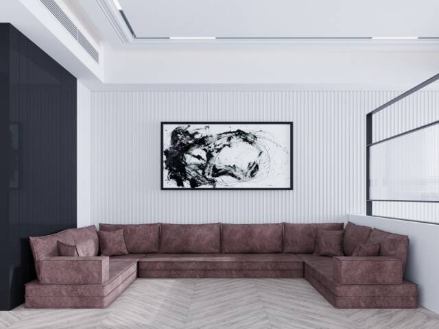 U-Shaped Floor Sofa Set - Customizable Heights, Removable Covers - image 1