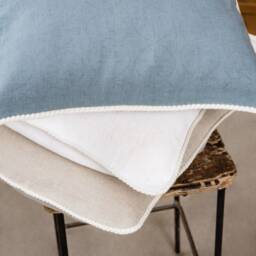 Linen Pillowcase With Wool Pompom Trim, Handmade Pillow Cover - thumbnail 2