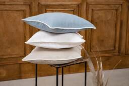 Linen Pillowcase With Wool Pompom Trim, Handmade Pillow Cover