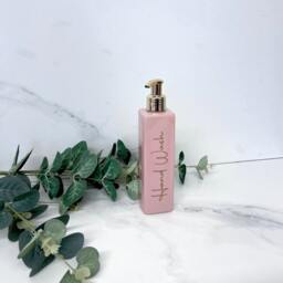 Personalised Pink Square 250Ml Plastic Bottle With Pump/Reusable, Refillable Bathroom Kitchen Hand Wash, Lotion, Dish Soap Etc - thumbnail 3