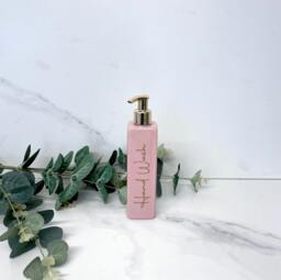 Personalised Pink Square 250Ml Plastic Bottle With Pump/Reusable, Refillable Bathroom Kitchen Hand Wash, Lotion, Dish Soap Etc - thumbnail 1