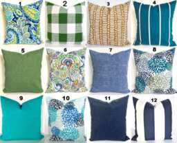 Green Outdoor Pillows Blue Throw Pillow Covers Teal Pillow 16 18x18 20 Turquoise Tropical - thumbnail 1