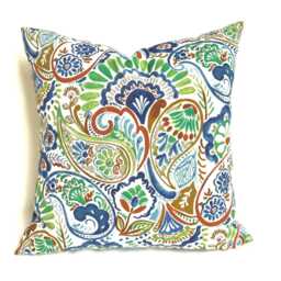 Green Outdoor Pillows Blue Throw Pillow Covers Teal Pillow 16 18x18 20 Turquoise Tropical - thumbnail 2