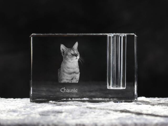 Chausie, Crystal Pen Holder With Cat, Souvenir, Decoration, Limited Edition, Collection - image 1