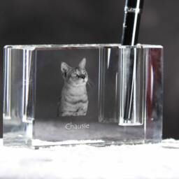 Chausie, Crystal Pen Holder With Cat, Souvenir, Decoration, Limited Edition, Collection - thumbnail 3