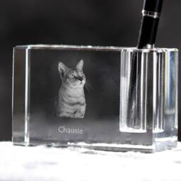 Chausie, Crystal Pen Holder With Cat, Souvenir, Decoration, Limited Edition, Collection - thumbnail 2