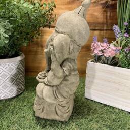 Stone Garden Sitting Ganesh Elephant God Buddha Statue Ornament - thumbnail 3