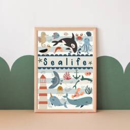 Ocean & Sealife Print. Perfect For A Nautical Under The Sea Themed Room, Playroom Or Nursery - Print Only - thumbnail 2