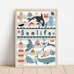 Ocean & Sealife Print. Perfect For A Nautical Under The Sea Themed Room, Playroom Or Nursery - Print Only - thumbnail 3