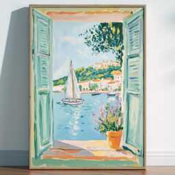 Open Window Henri Matisse Print, Style Fauvism Painting, Modern Exhibition, Coastal Sailboat Poster, French Riviera, Pastel - thumbnail 1