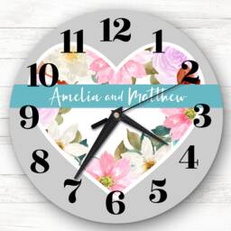 Couple Heart Flowers Anniversary Birthday Valentine's Gift Personalised Clock - thumbnail 1