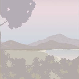 Vista Collection Sunrise. French Designer Boutique Wall Mural Art. Romantic Calm Tranquil Lake Shore Mountains, Elegant Neutral Palette - thumbnail 4