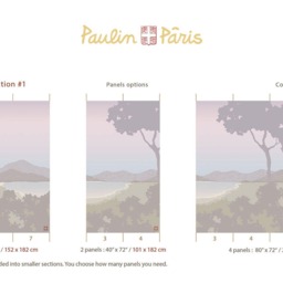 Vista Collection Sunrise. French Designer Boutique Wall Mural Art. Romantic Calm Tranquil Lake Shore Mountains, Elegant Neutral Palette - thumbnail 3