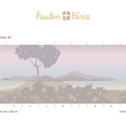Vista Collection Sunrise. French Designer Boutique Wall Mural Art. Romantic Calm Tranquil Lake Shore Mountains, Elegant Neutral Palette - thumbnail 2