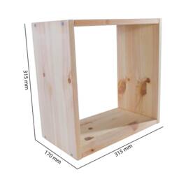 Wooden Cube Bookcase Shelving Display Storage Unit - Square Floating Wall Mounted Hanging Organiser Bookshelf Rack -Plain Natural Solid Wood - thumbnail 3