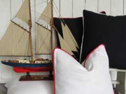 Canvas Pillow Case Blue White Red 40x40 cm Piping Summer Cushion Cover Throw Pure Cotton - thumbnail 1