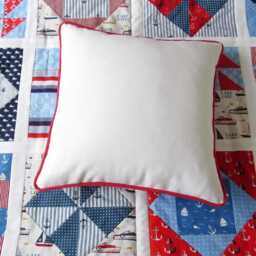 Canvas Pillow Case Blue White Red 40x40 cm Piping Summer Cushion Cover Throw Pure Cotton - thumbnail 3