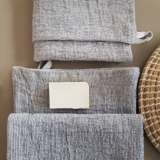 Set Of 2 Hand/Hair Belgian Linen Waffle Weave Towels, Lightweight & Quick Drying - image 1