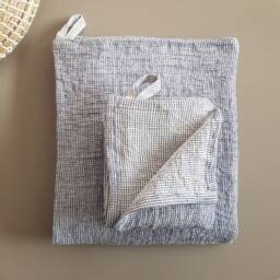 Set Of 2 Hand/Hair Belgian Linen Waffle Weave Towels, Lightweight & Quick Drying - thumbnail 2