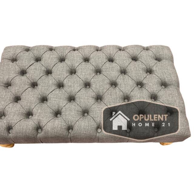 Linen Chesterfield Footrest Coffee Table Available in Silver, Blue Or Black - image 1