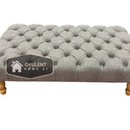 Linen Chesterfield Footrest Coffee Table Available in Silver, Blue Or Black - thumbnail 3
