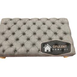 Linen Chesterfield Footrest Coffee Table Available in Silver, Blue Or Black