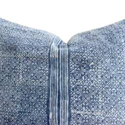 Vintage Hmong Pillow Handwoven Hemp, Indigo Batik, Tribal Textile - thumbnail 2