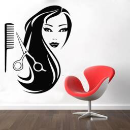 Hair Salon Wall Decal Stylist Tools, Beauty Shop Decor T126 - thumbnail 1