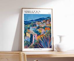Abruzzo Italy Travel Poster Colorful Italian Village Art Print - thumbnail 1